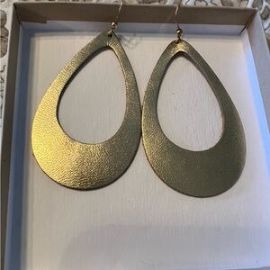 Leather hollow cut out teardrop earrings